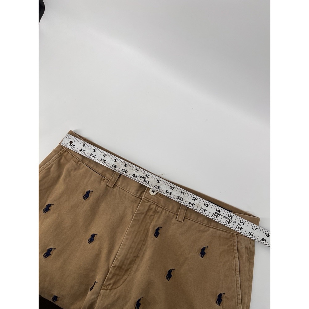Polo Ralph Lauren Shorts Mens 34 Khaki All Over Pony Logo Embroidery Golf Chino - Picture 6 of 9